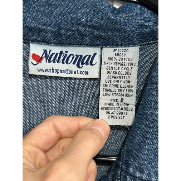 Vintage National Womens Embroidered Denim Button Up Jacket Floral Design Sz 8 - Picture 5 of 8